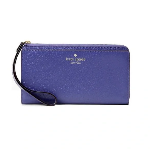 NWT Kate Spade Grand Street Layton Blue Leather Wallet Wristlet - Picture 1 of 7